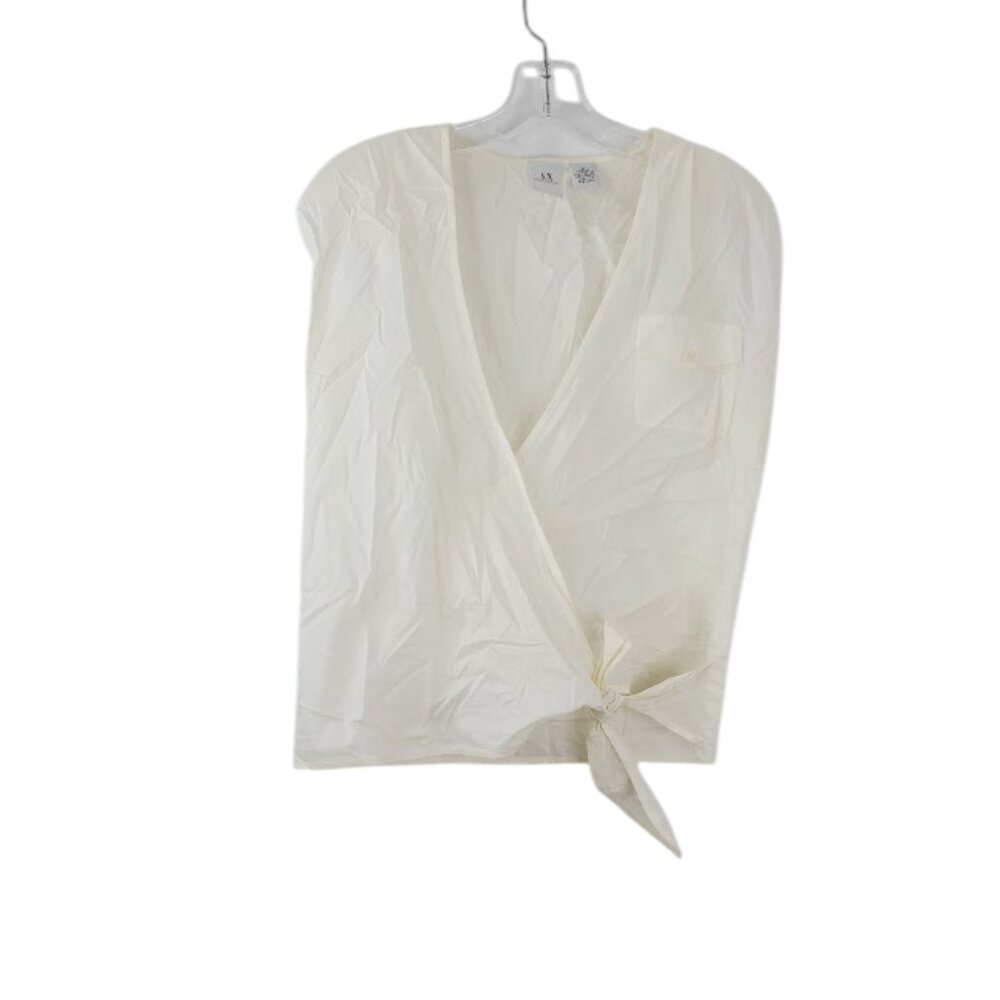 Armani Exchange Women's White Sheer Sleeveless Casual Crop Top Size M